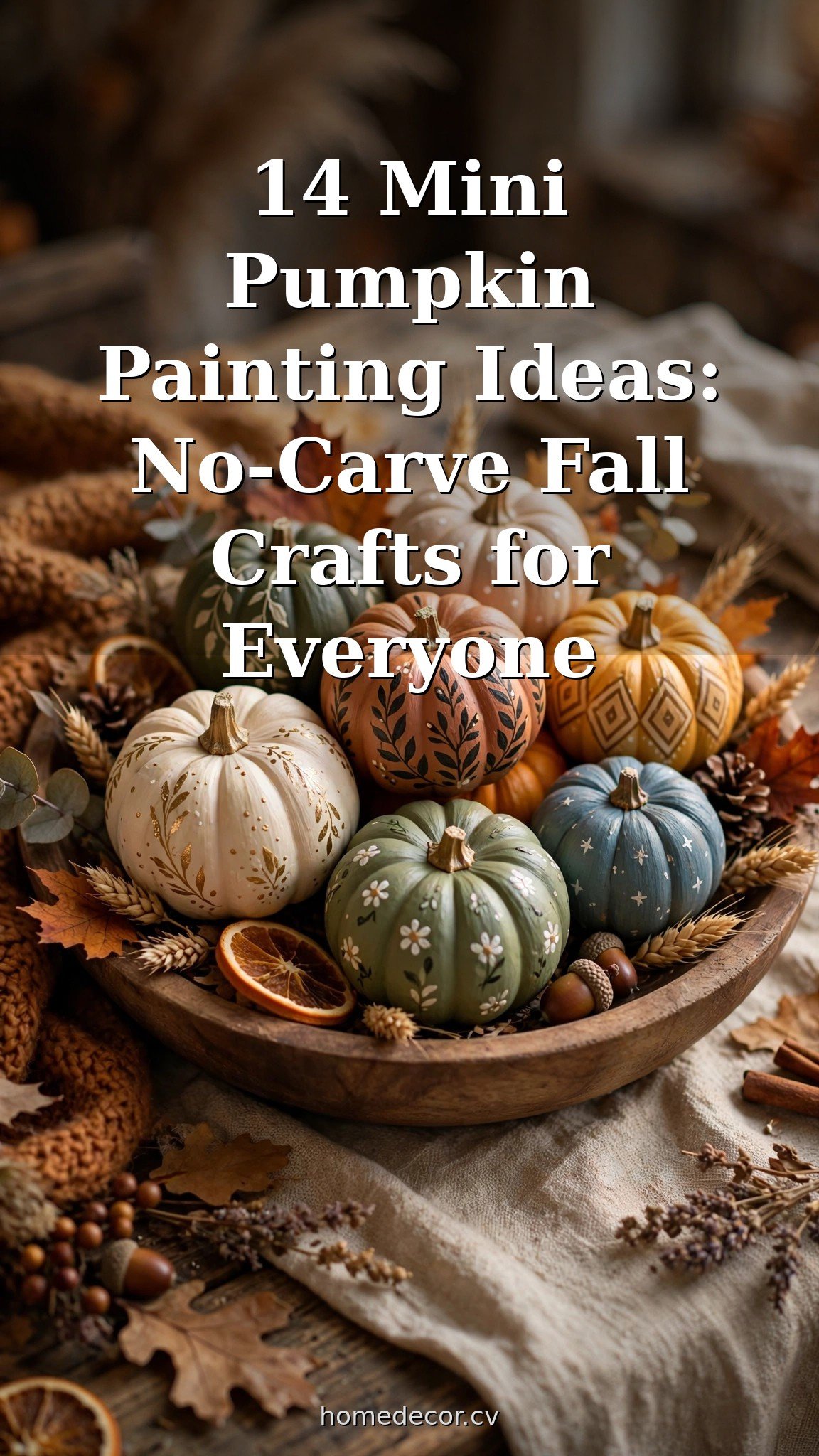 Pinterest pin: 14 Mini Pumpkin Painting Ideas: No-Carve Fall Crafts for Everyone