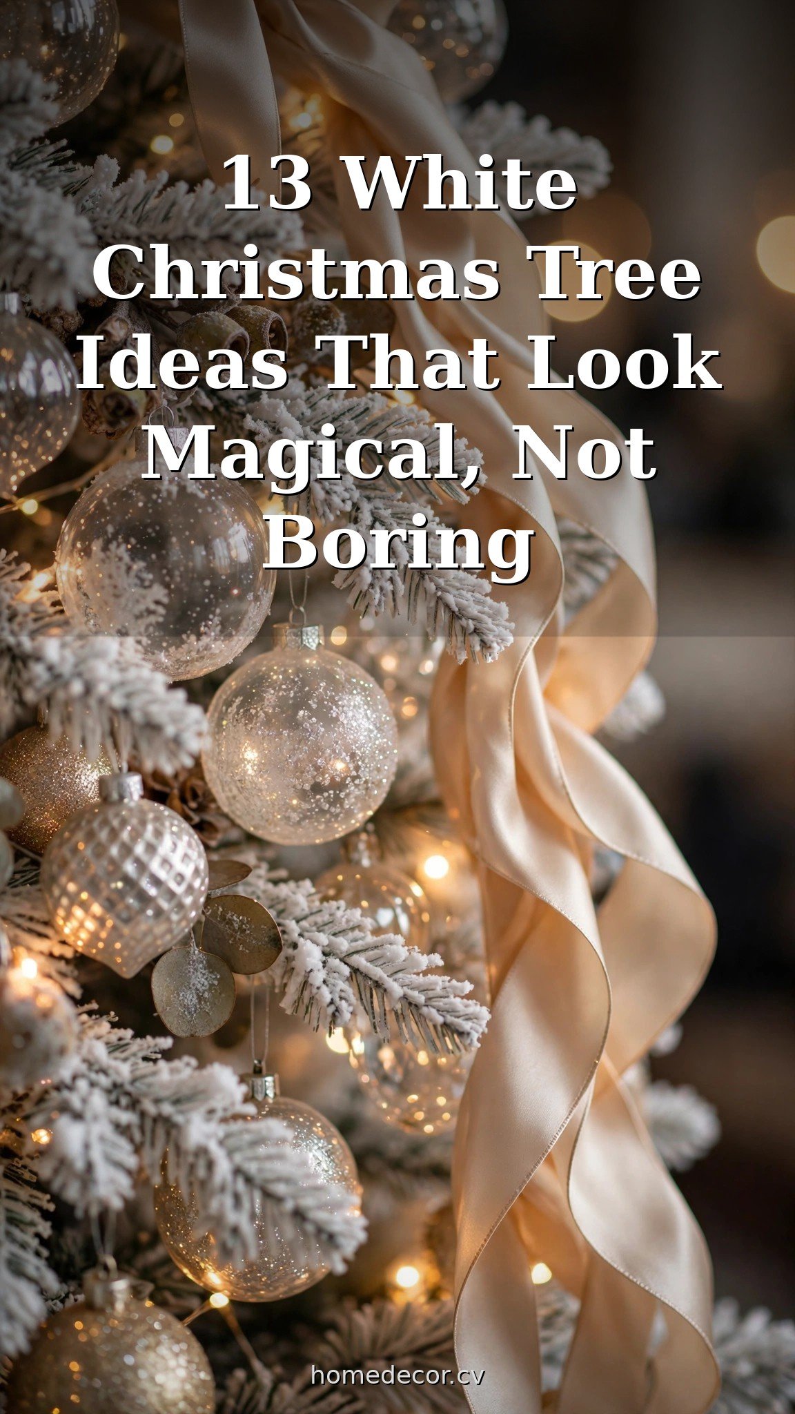 Pinterest pin: 13 White Christmas Tree Ideas That Look Magical, Not Boring