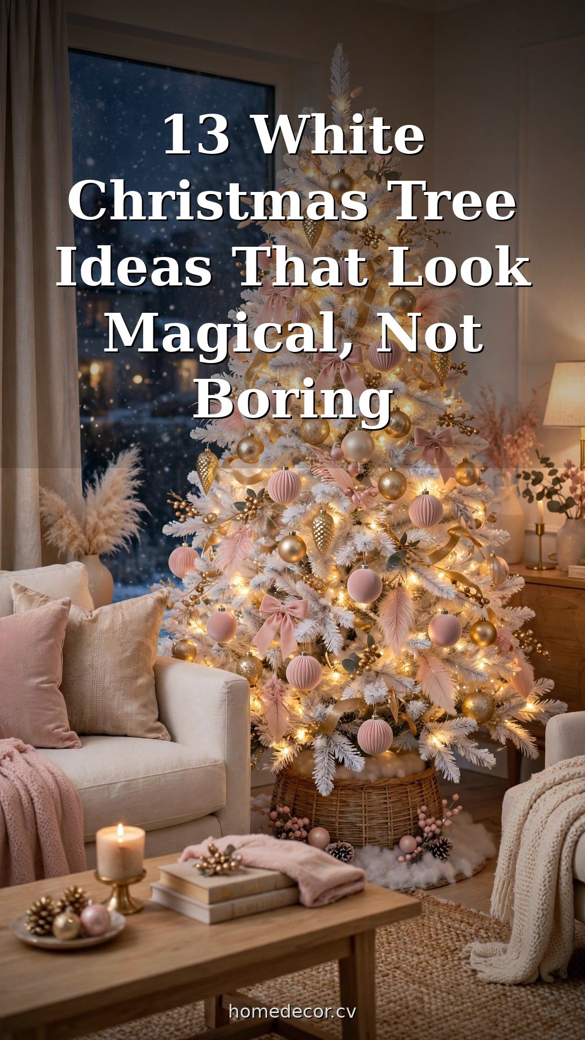 Pinterest pin: 13 White Christmas Tree Ideas That Look Magical, Not Boring