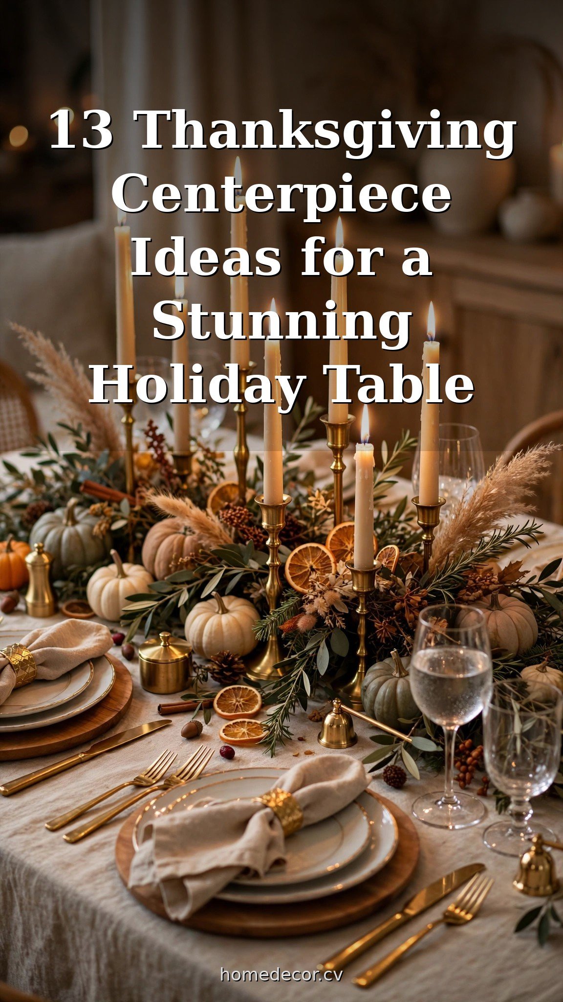 Pinterest pin: 13 Thanksgiving Centerpiece Ideas for a Stunning Holiday Table