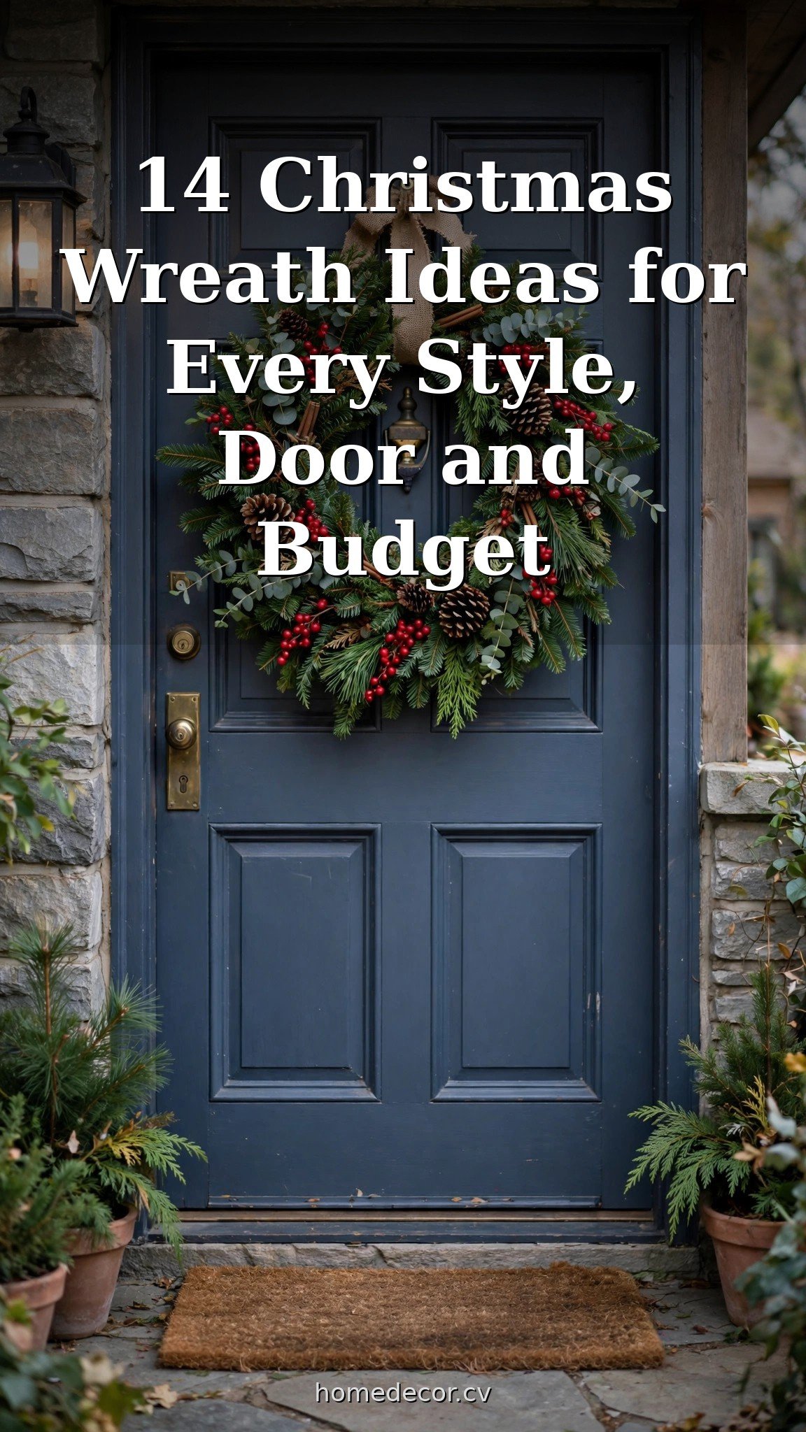 Pinterest pin: 14 Christmas Wreath Ideas for Every Style, Door and Budget