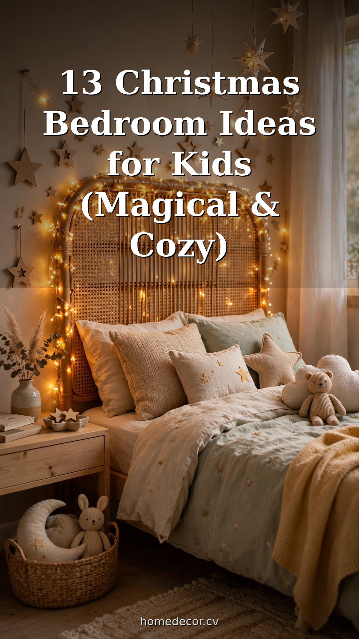 Pinterest pin: 13 Christmas Bedroom Ideas for Kids (Magical & Cozy)