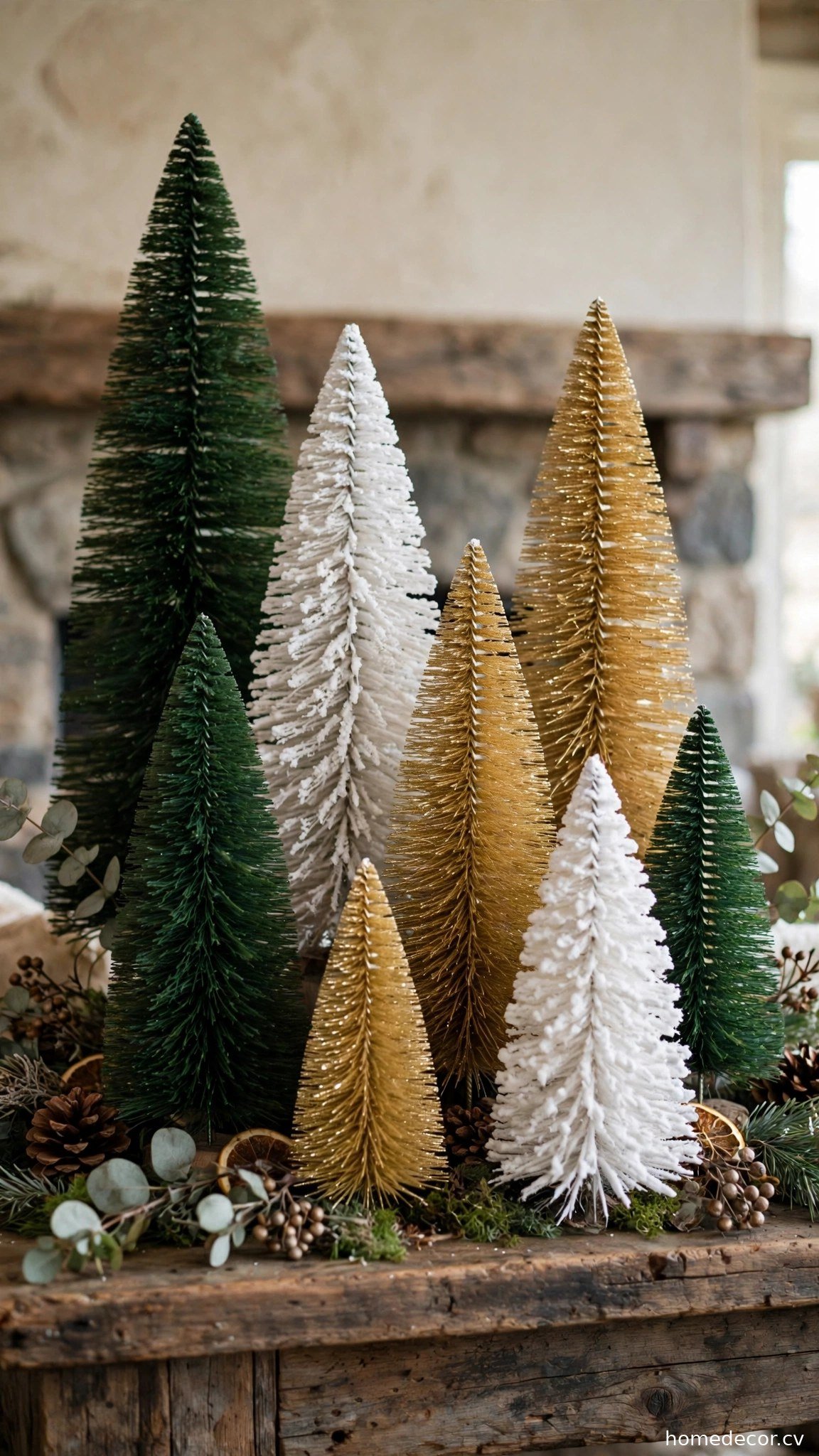 Cluster Bottle Brush Trees in Mixed Heights