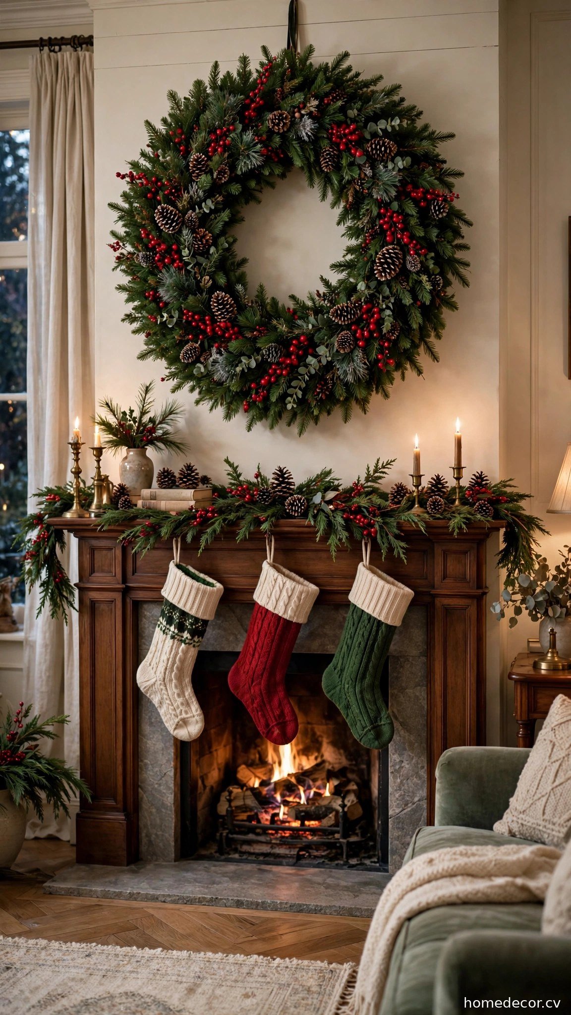 Add a Statement Wreath Above the Mantel