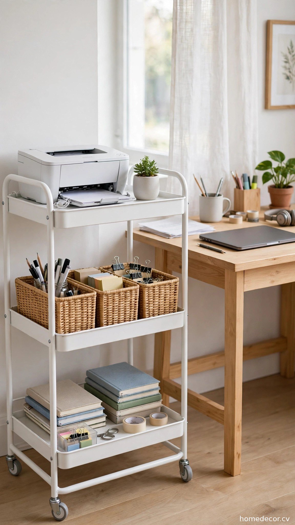 Rolling Cart Storage - small home office idea