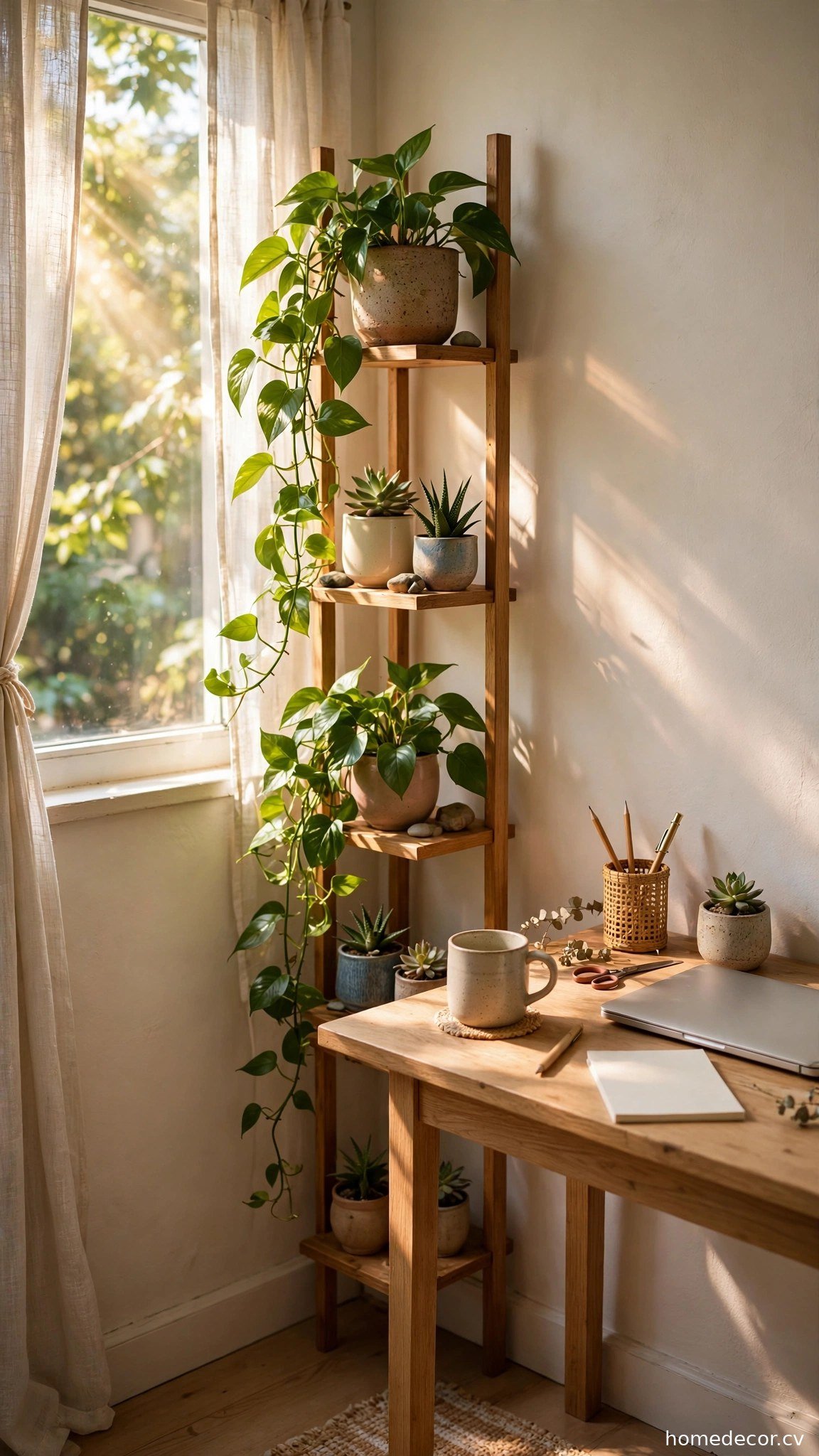 Desk-Side Plant Shelf - small home office idea