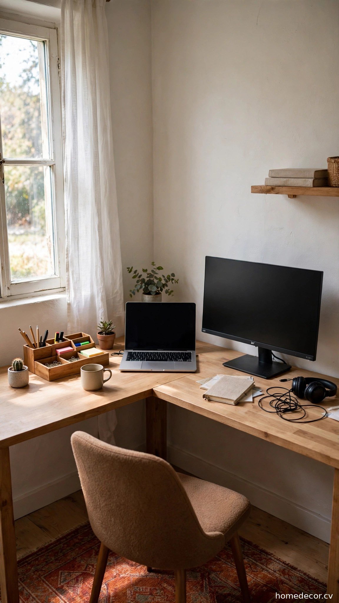 Corner Desk Setup - small home office idea