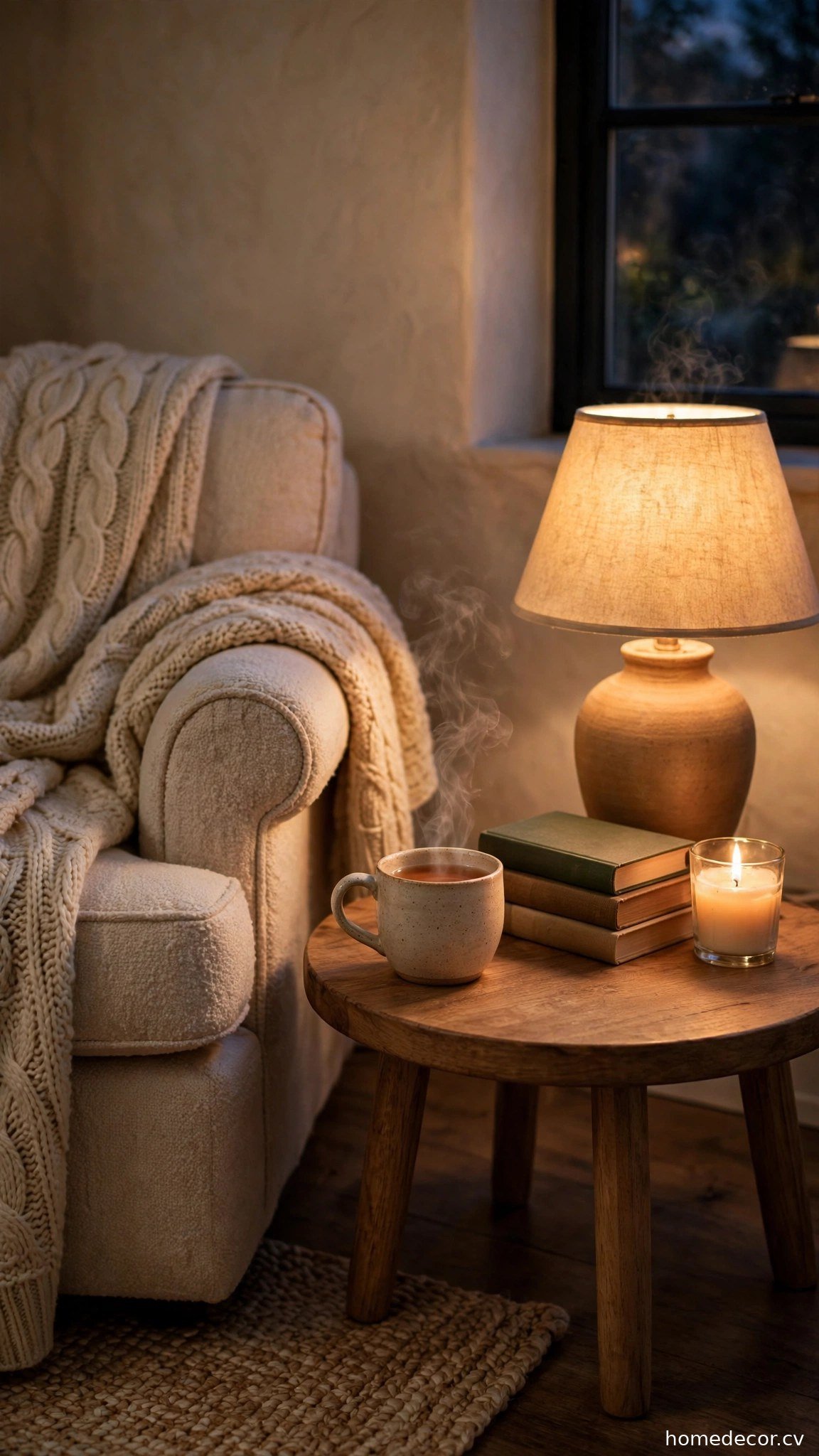 Small Side Table for Tea - cozy reading nook idea
