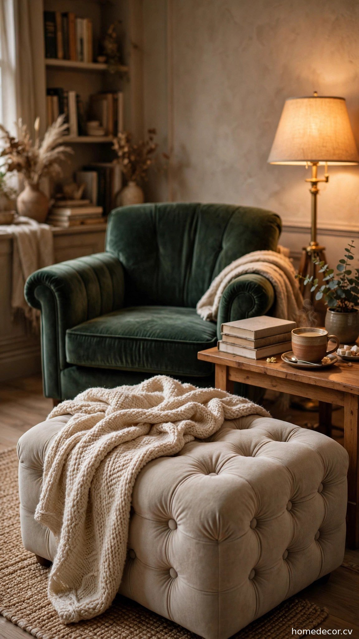 Ottoman Footrest - cozy reading nook idea