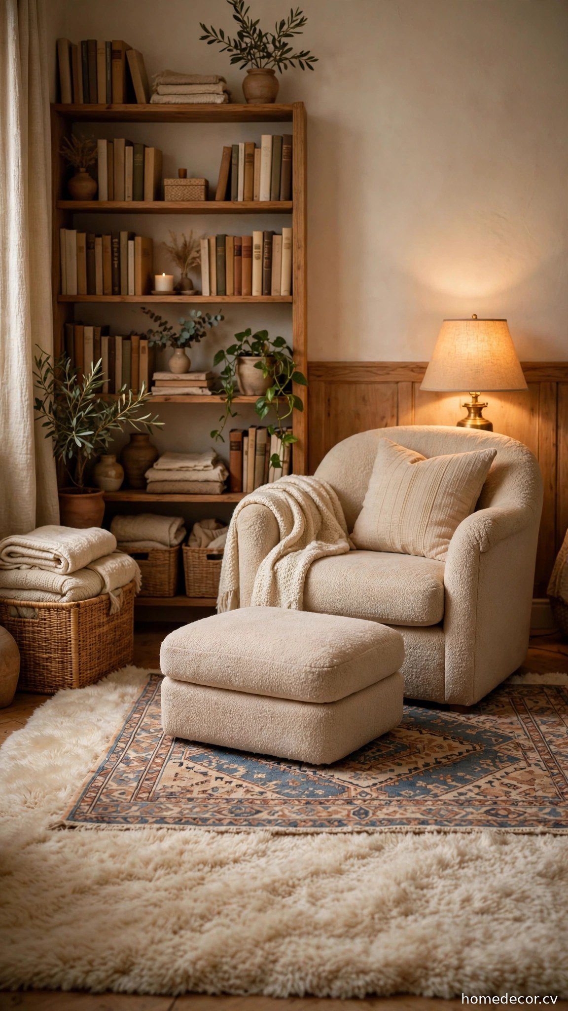 Sound-Softening Rug - cozy reading nook idea