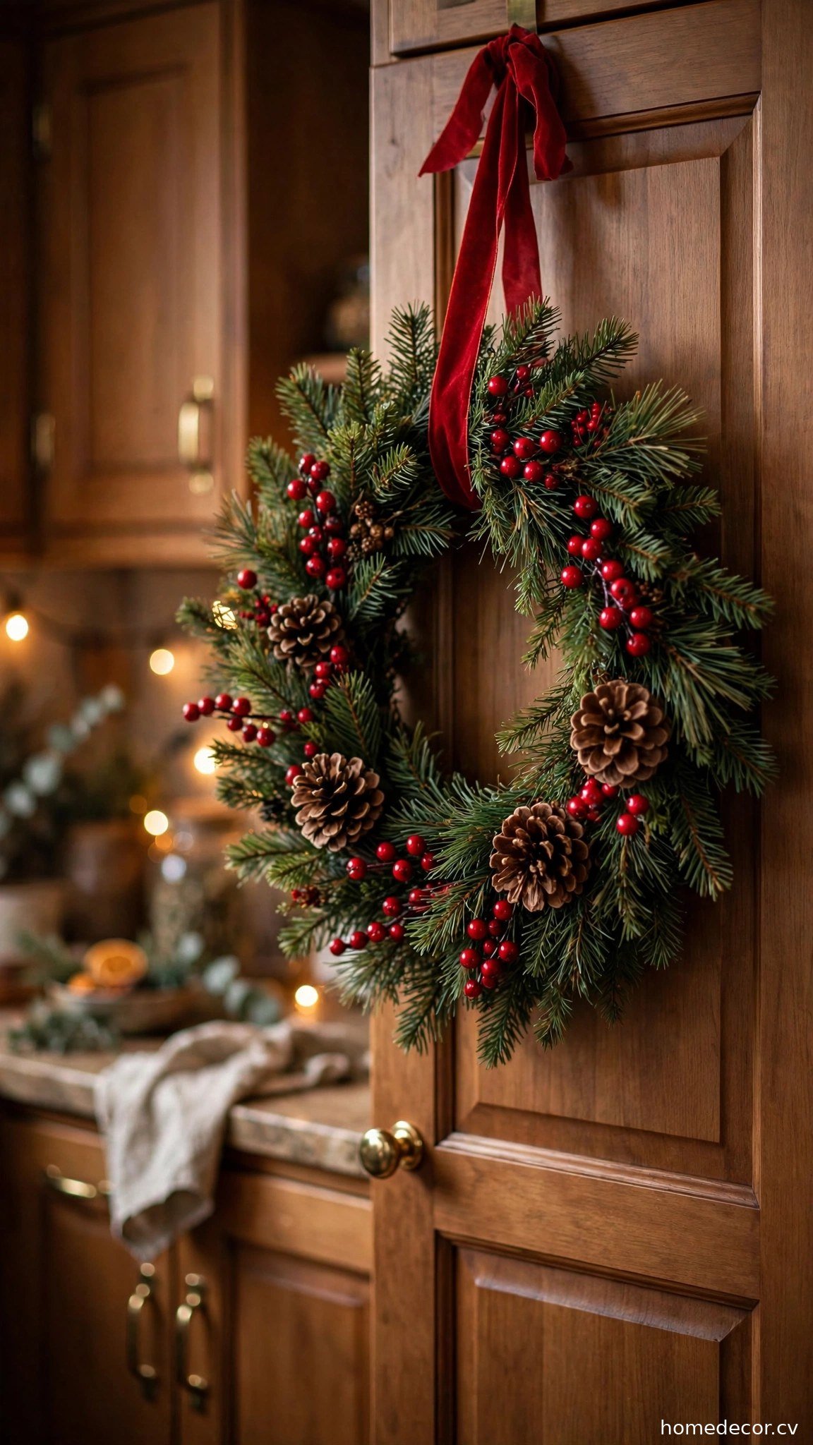 Wreath on a Cabinet Door