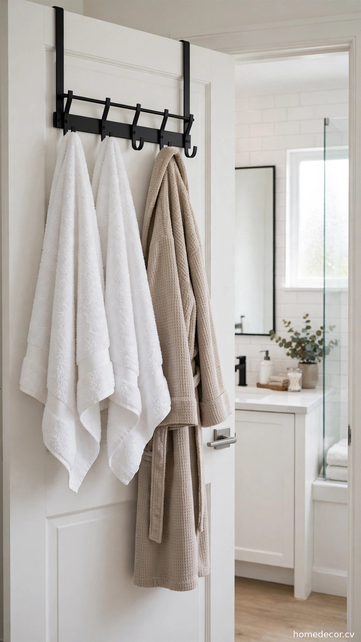 Over-Door Hook Rack - renter friendly bathroom idea