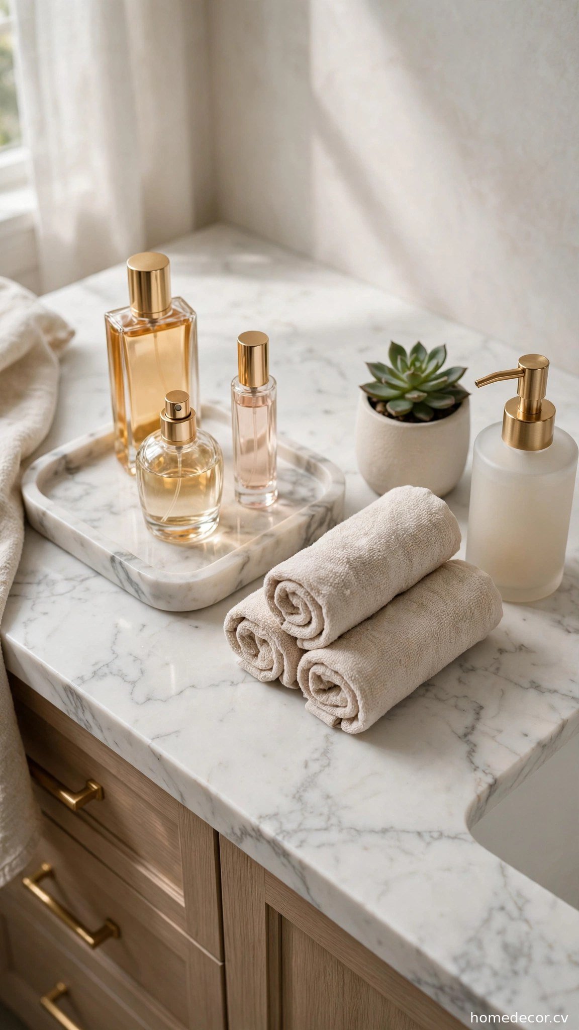 Countertop Tray Organizer - renter friendly bathroom idea