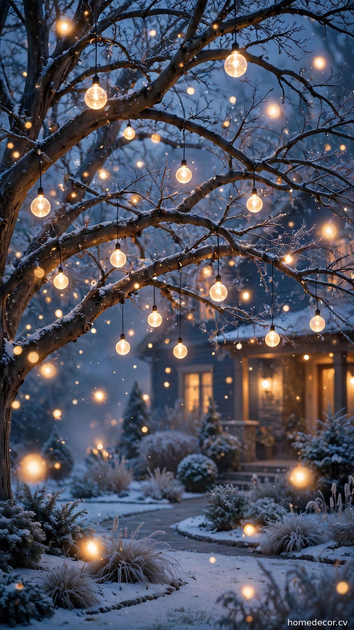 Hang Glowing Light Spheres from Tree Branches