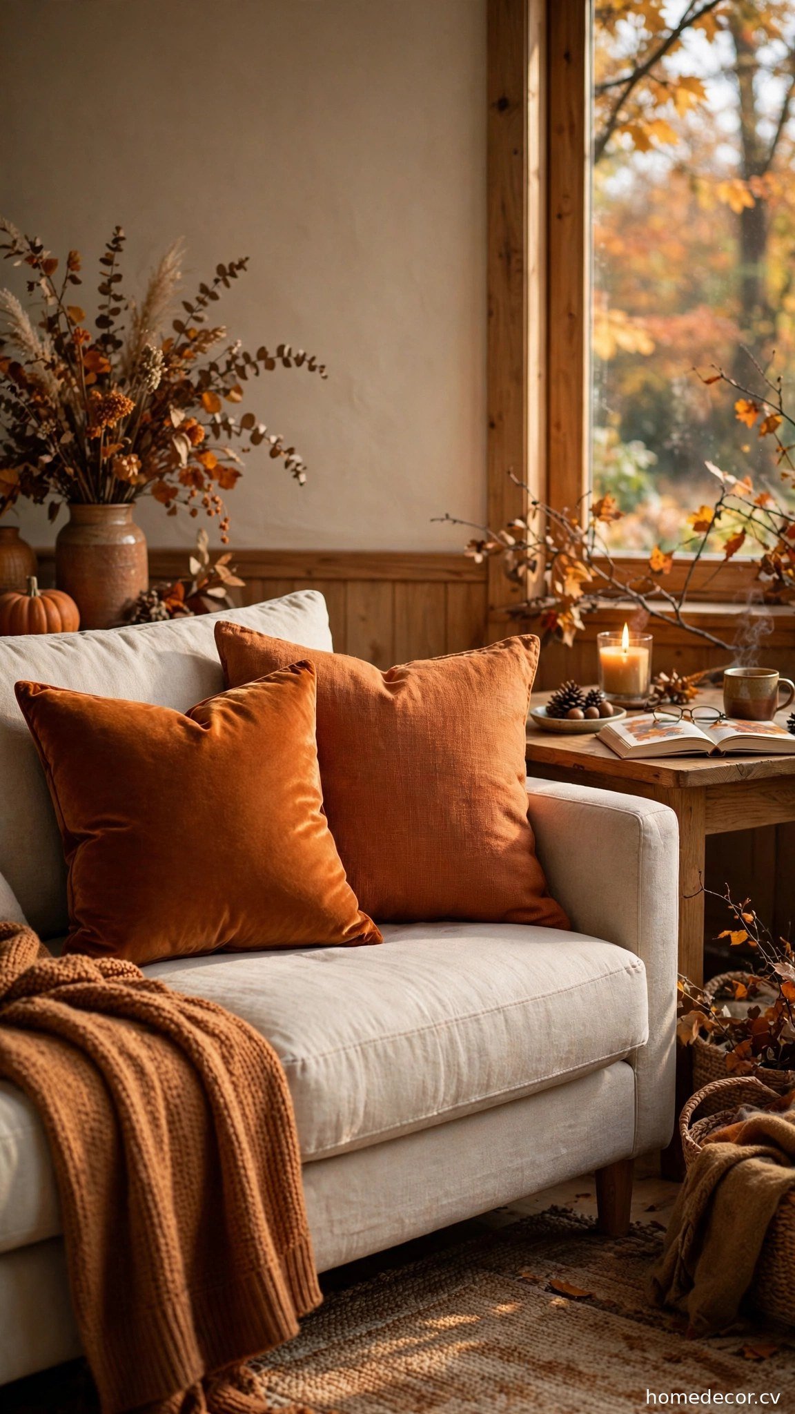 Burnt orange pillows