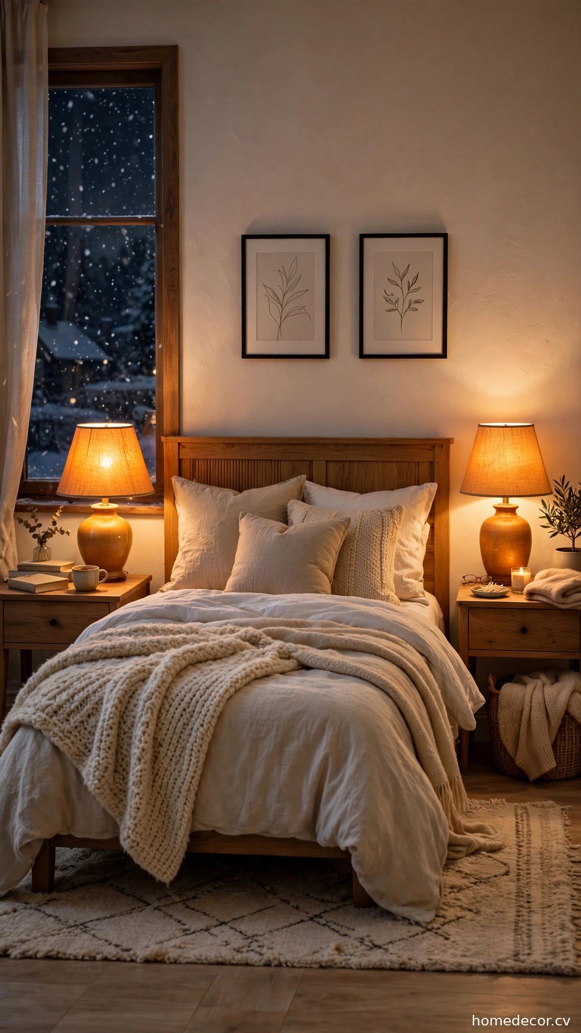 Warm amber lamps